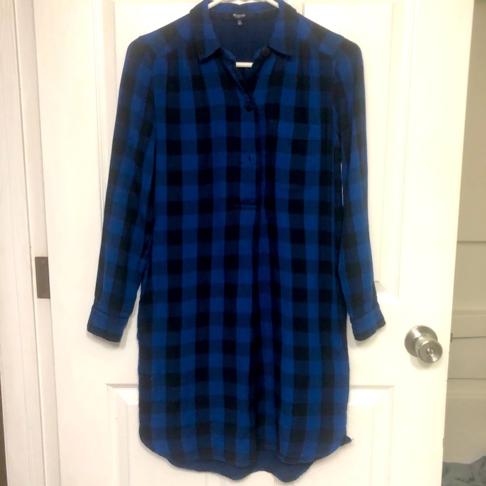 Madewell blue/black long sleeve women dress Sz XS‎